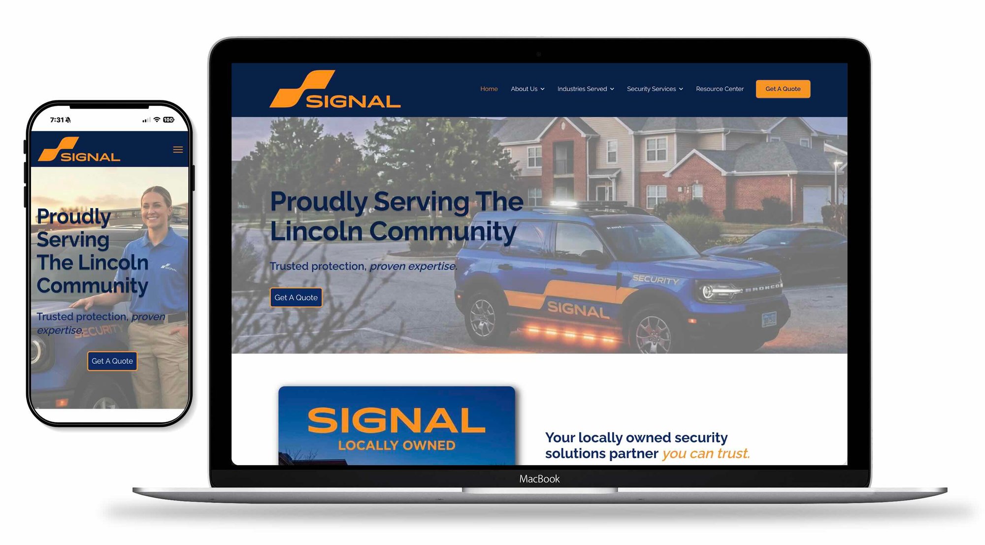 screen shots mobile device and laptop showcasing the Signal of Lincoln Website screen shots mobile device and laptop showcasing the Signal of Lincoln Website