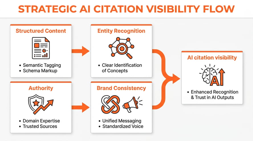 ai citation visibility four pillars infographic