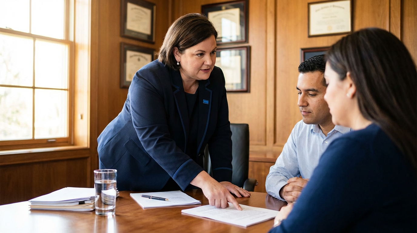 Attorney providing guidance to clients after a truck accident