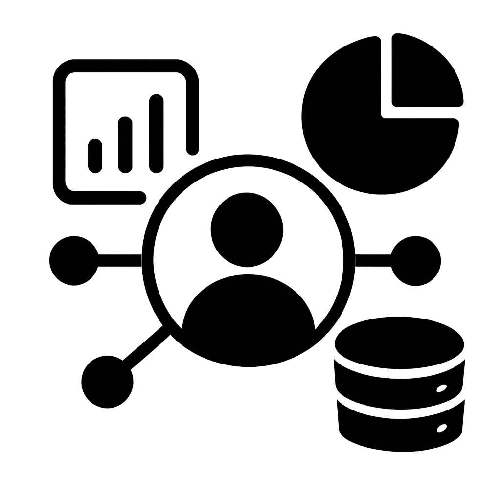 CRM data black icon