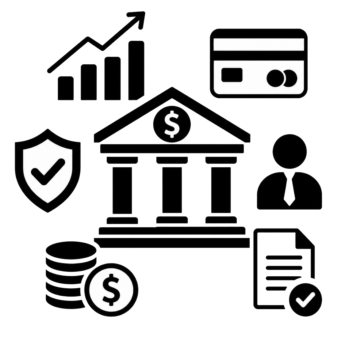 simple black icon representing financial services