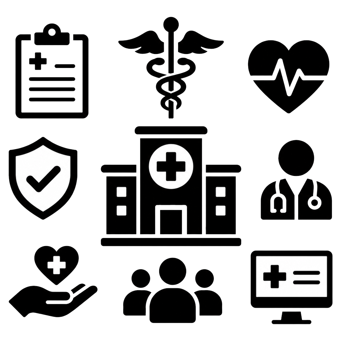 simple black icon representing healthcare services