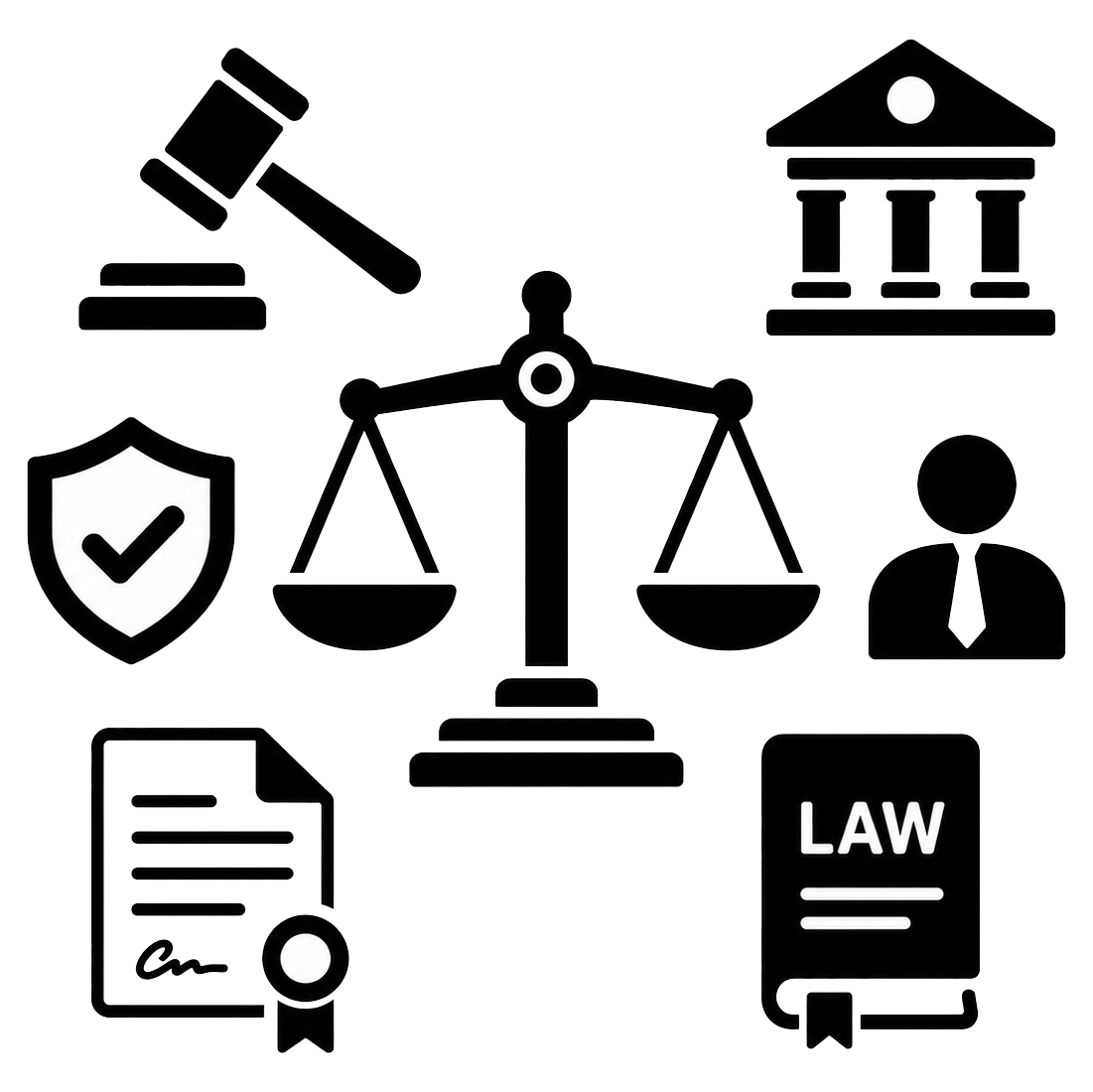 simple black icon representing legal services
