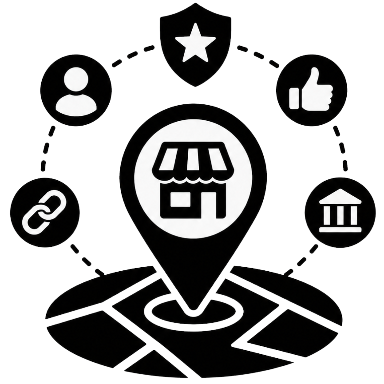black icon representing Local SEO