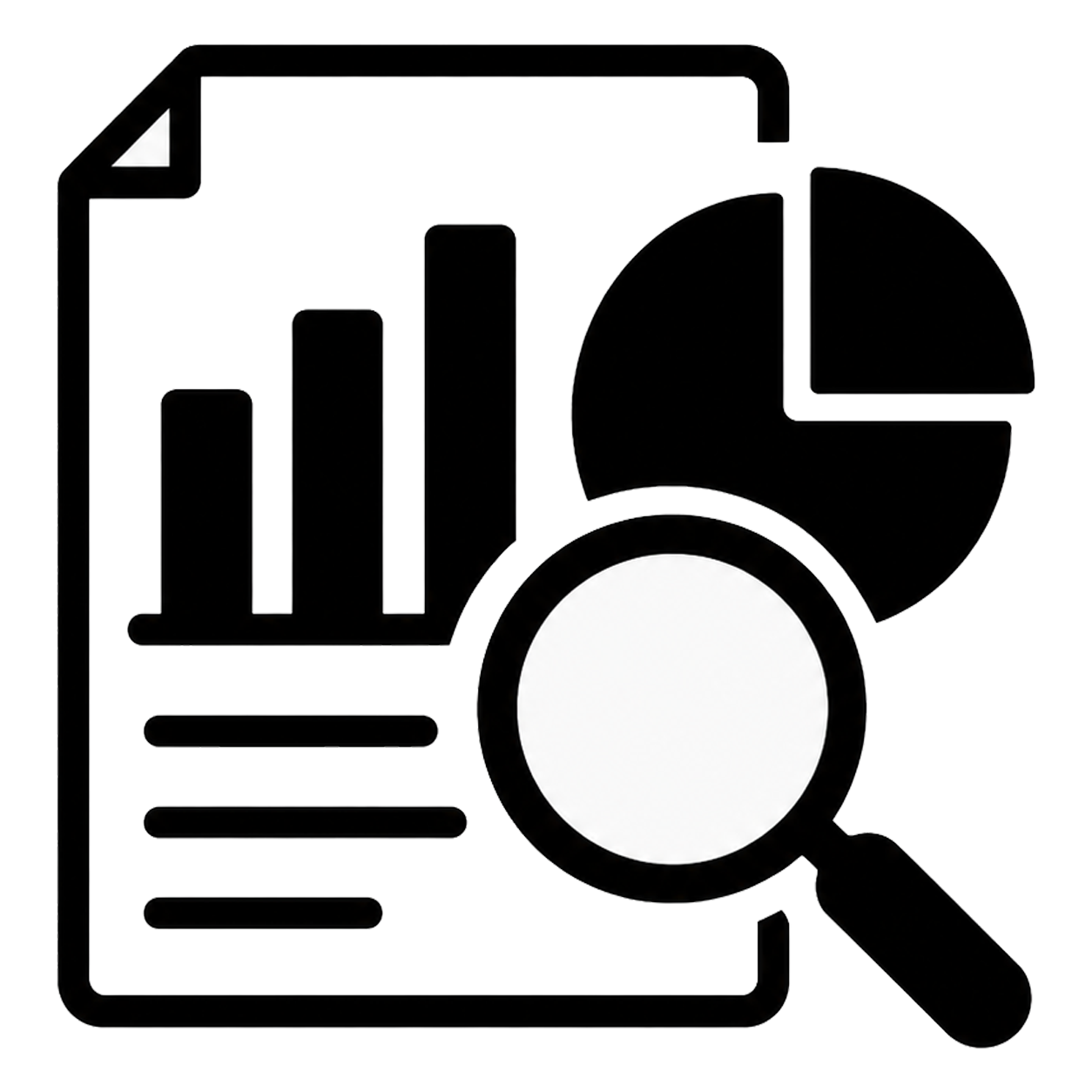 black icon to represent reporting and analytics
