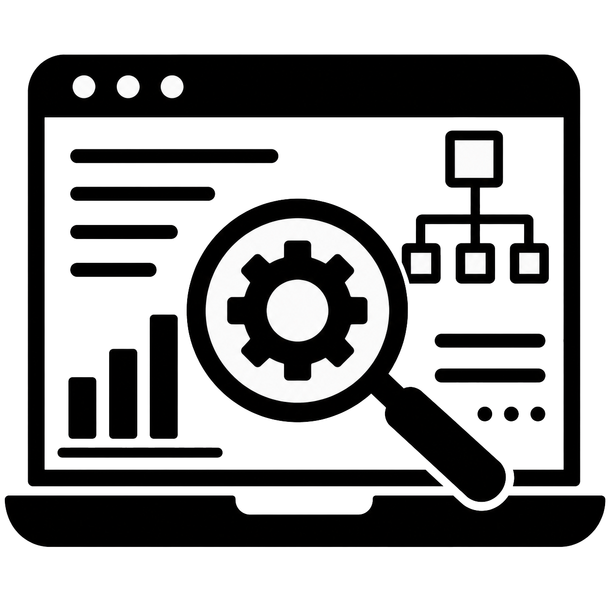 black icon to represent technical seo